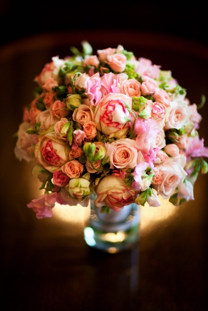 Tags: bridal bouquet, bridesmaid's bouquets, centerpieces, pink flowers, 