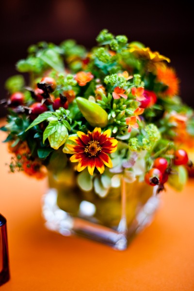 Flower Centerpieces  Tables on Arrangement For Bistro Table Orange Flowers Texture Camp Colton