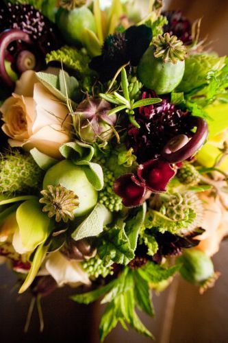 bridal bouquet with chocolate, burgundy, butter and chartreuse flowers 2, Overlook H
