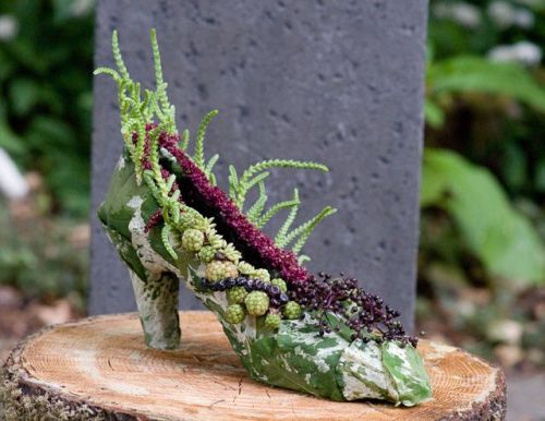 botanical shoe with blackberries and succulents, Françoise Weeks
