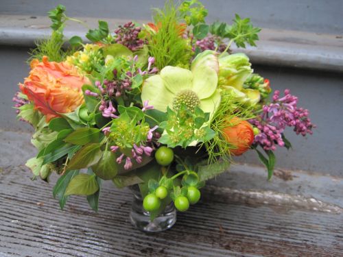 lilacs, viburnum, tulips, ranunculus, texture, Françoise Weeks