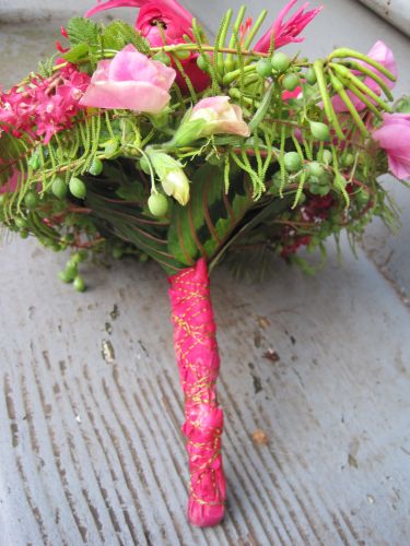 pink whimsical bouquet with sweetpeas, hellebore, roses, nerine, cyclamen, texture  1, Françoise Weeks