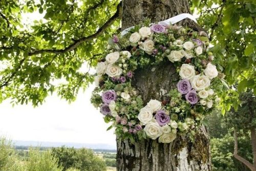 white and lavender wreath with roses, hops and texture, Françoise Weeks