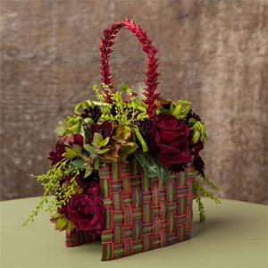 botanical purse with woven draecena leaves, Francoise Weeks