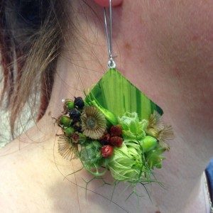 botanical earring 1- with textures, Francoise Weeks