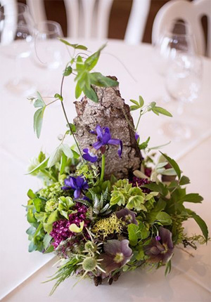 woodland centerpiece with pink and purple accent 3, Methven Vineyards, Françoise Weeks